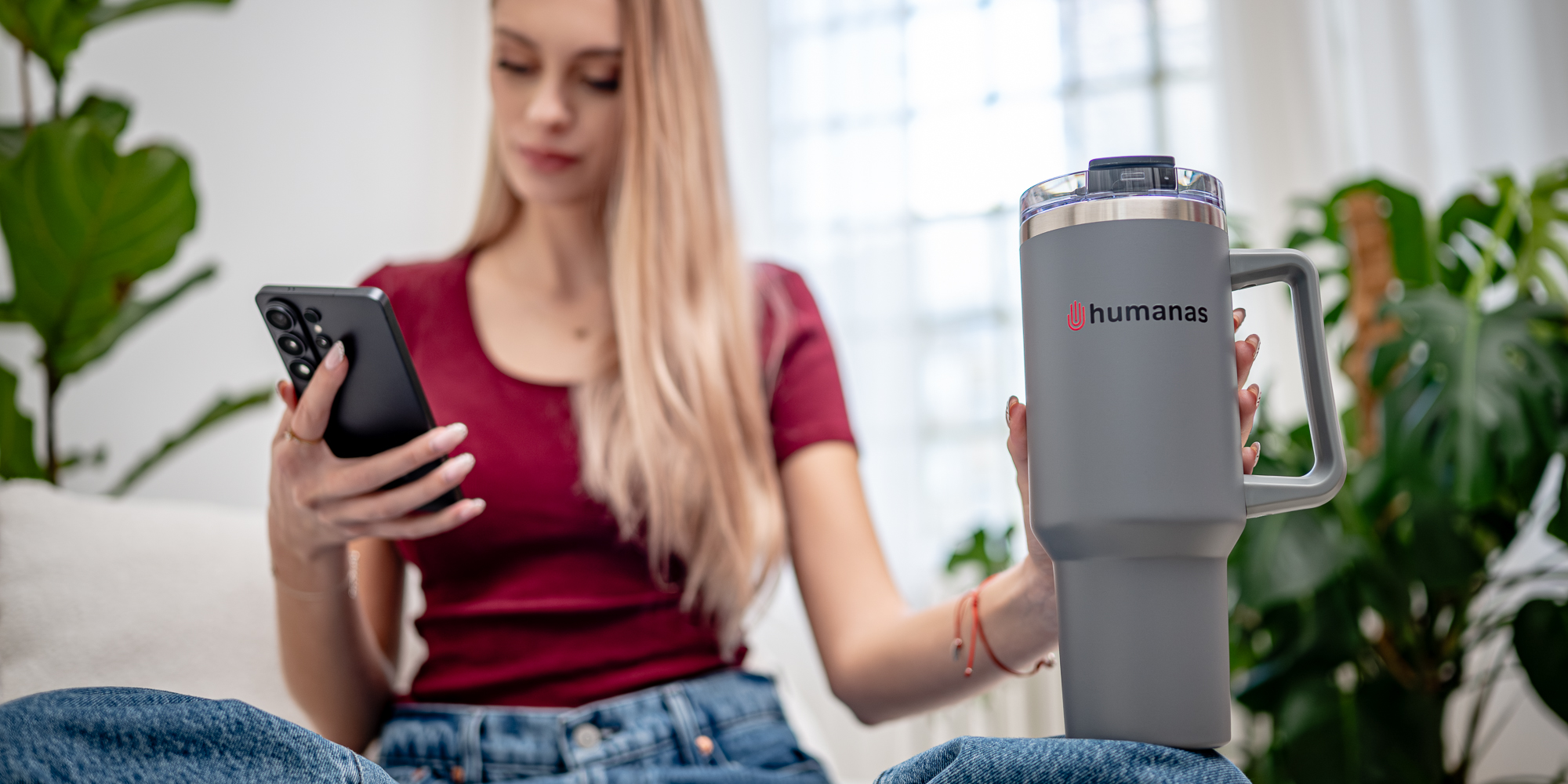 Kubek termiczny Humanas Viva 1200 ml - szary